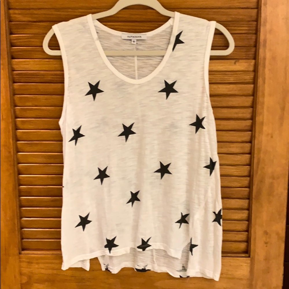 Olivaceous black and white star tank top Size M